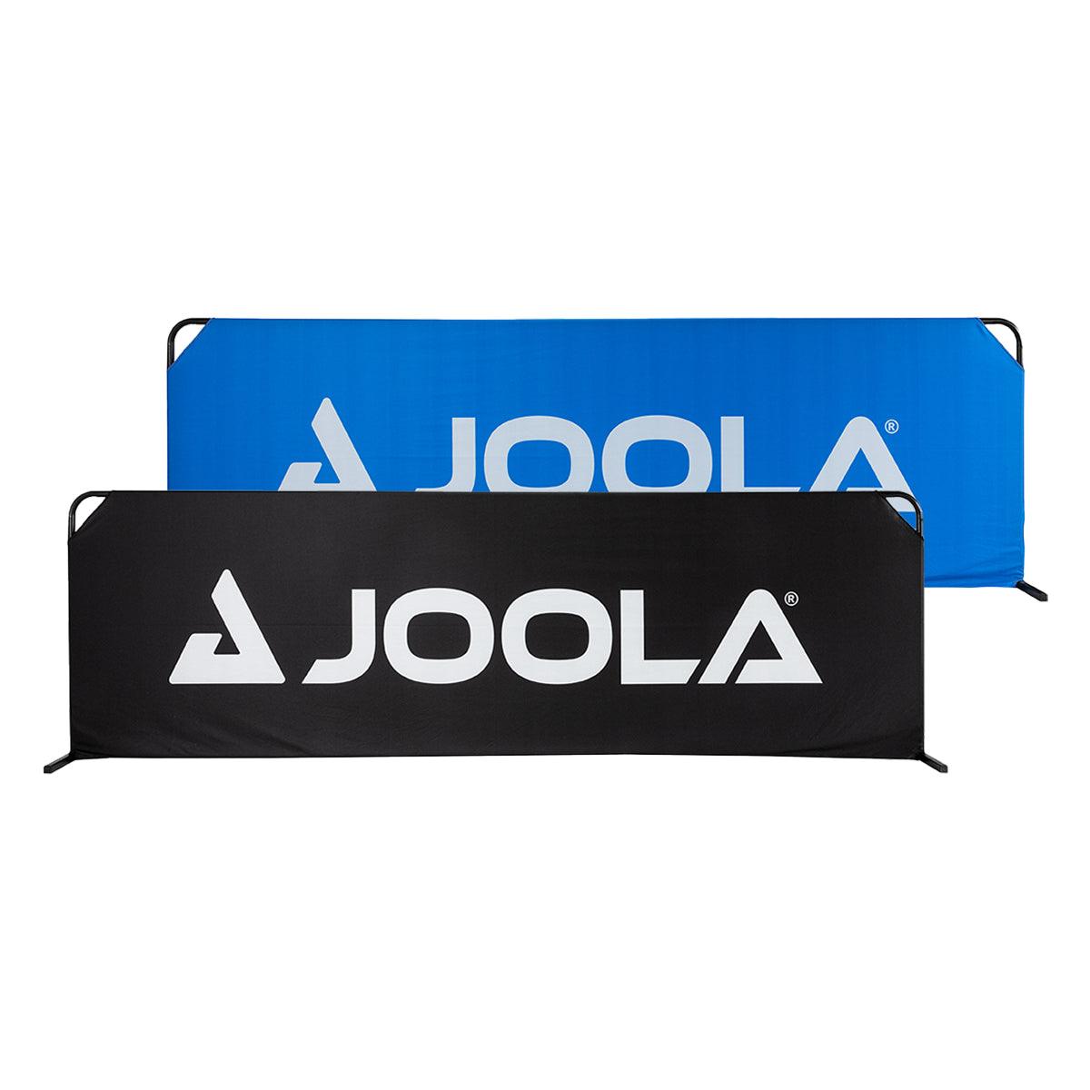 Absperrwand für Tischtennis mit JOOLA-Logo, in Schwarz und Blau.