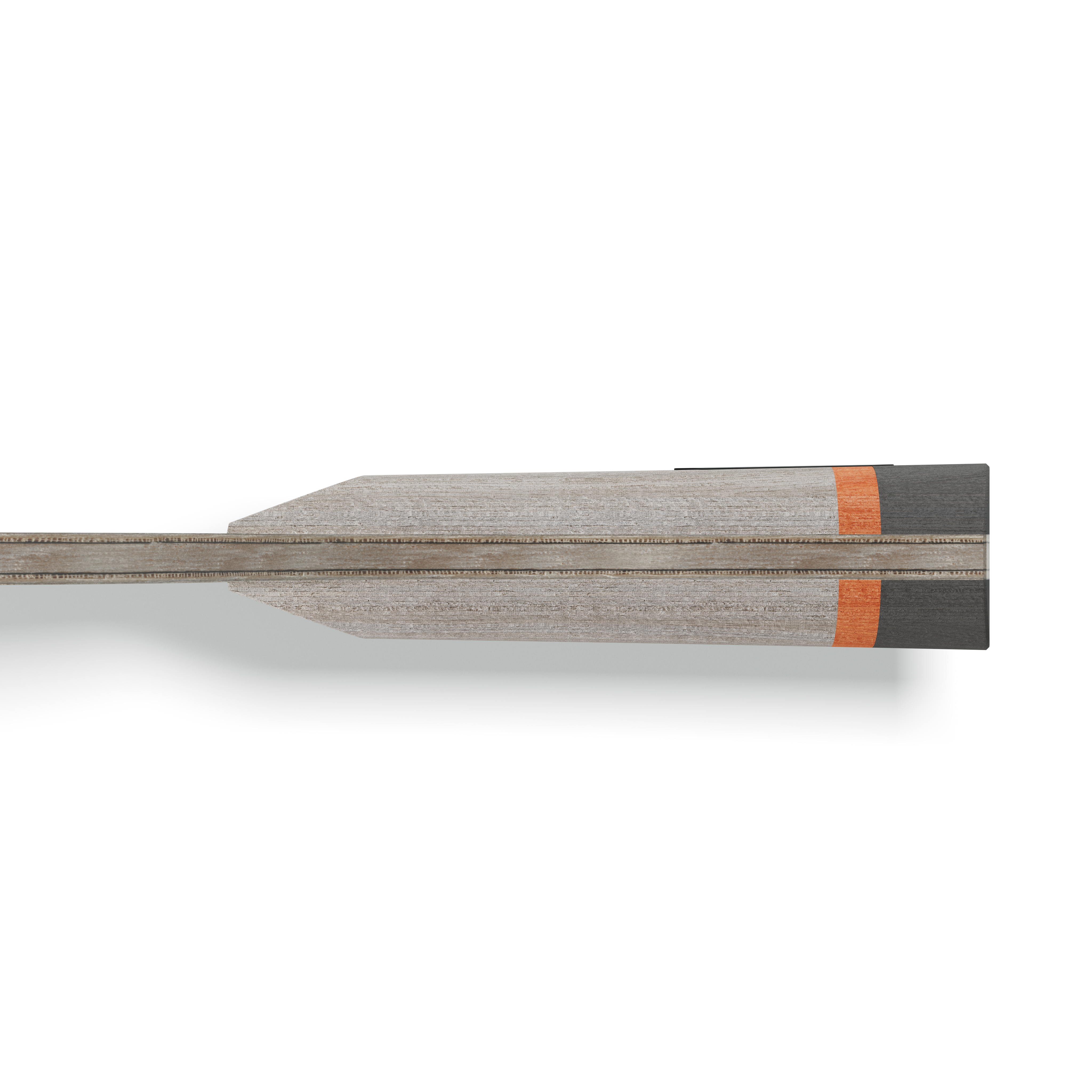 Tischtennis Holz BASEline CARBON Seitenansicht der Griffdetails und einzelnen Schichten