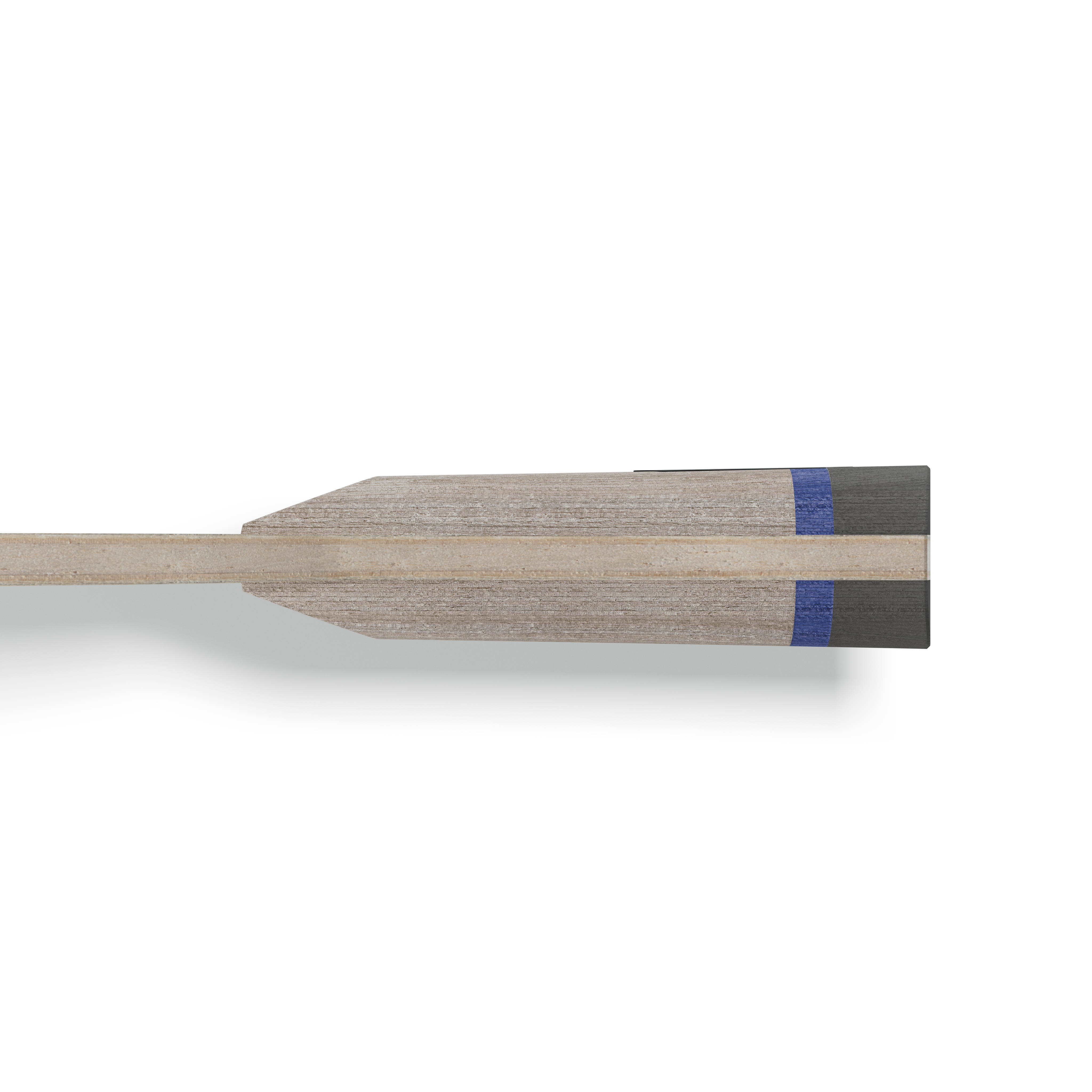 Tischtennis Holz BASEline JUNIOR Seitenansicht der Griffdetails und einzelnen Schichten