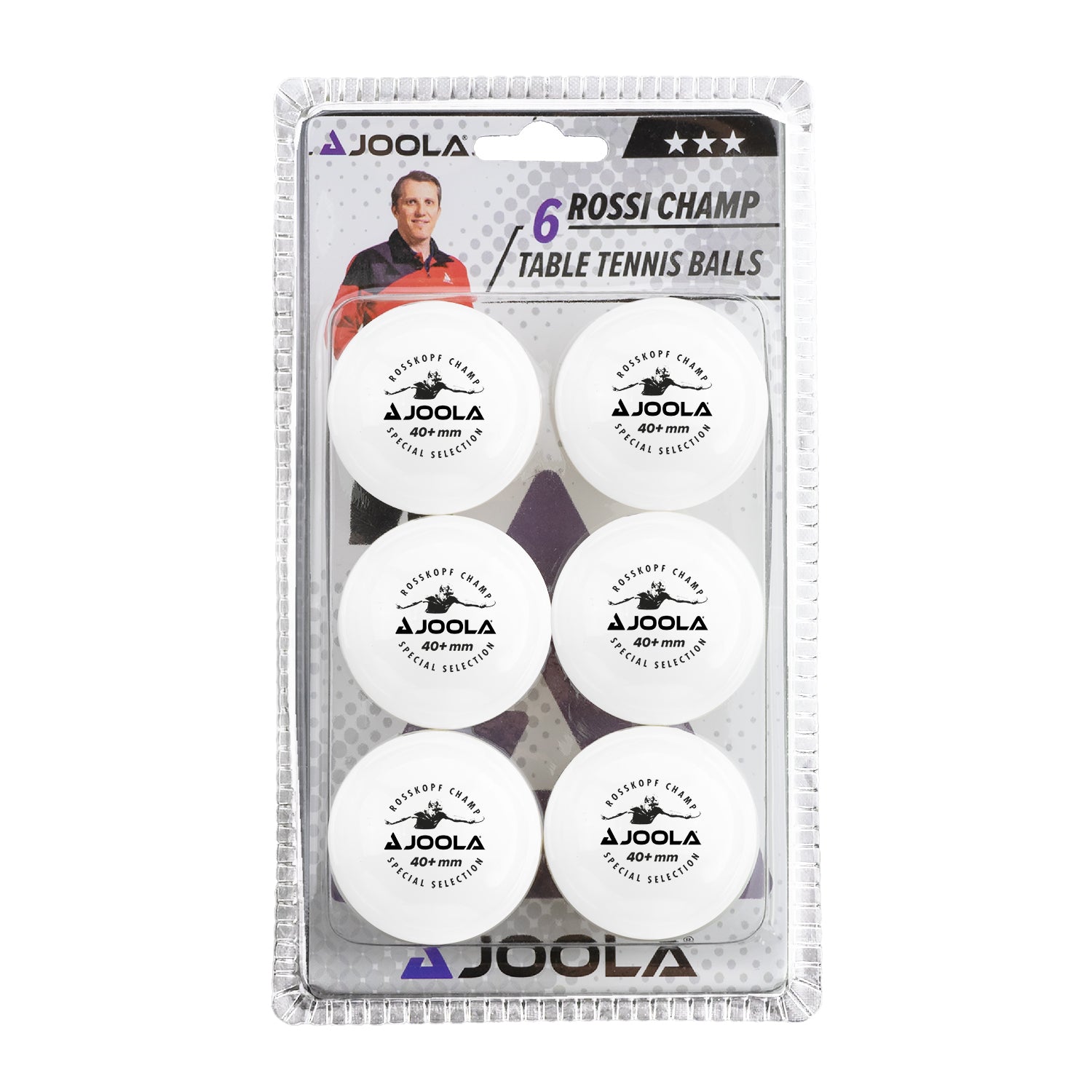 JOOLA TABLE TENNIS BALL ROSSI CHAMP* 40+ 6s