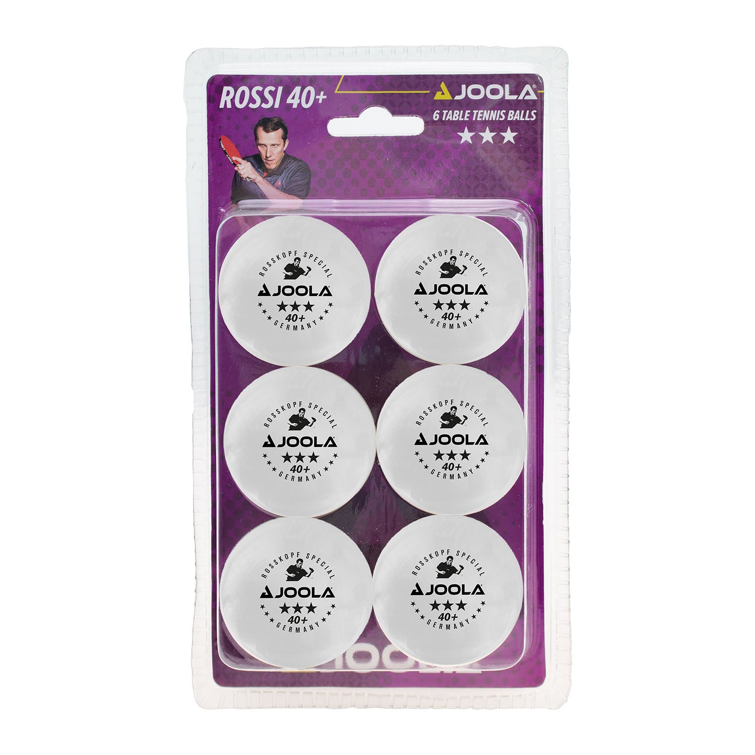 JOOLA TABLE TENNIS BALL ROSSI*** 40+ 6s