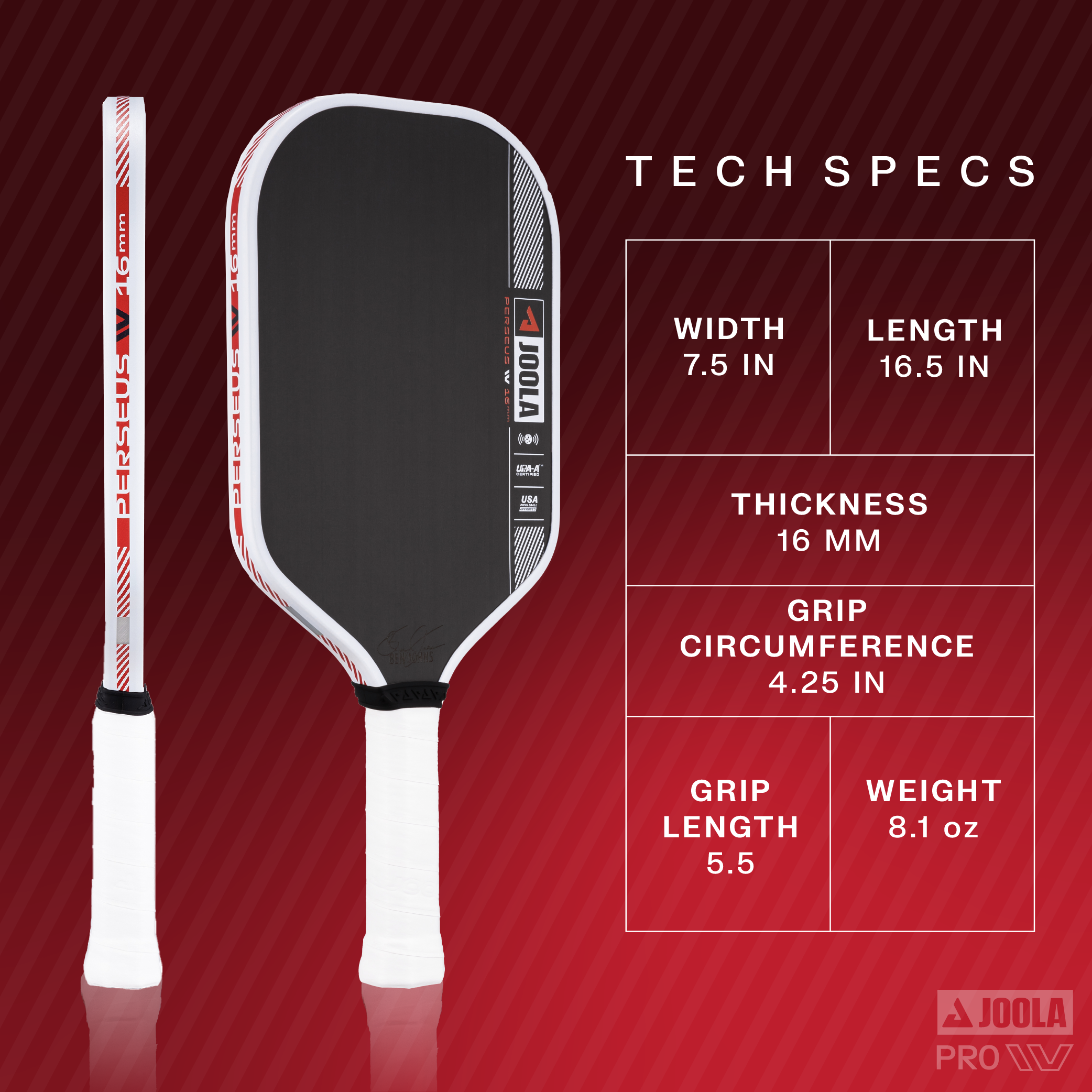 Joola Pickleball Paddle Ben Johns Perseus Pro IV 16